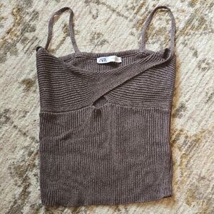 Zara Taupe Knit Camisole Top